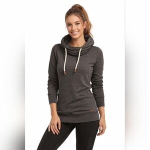 Naketano Hoodie Women's Size Medium Gray Anchor Print‎ Pull Over Made In Turkey